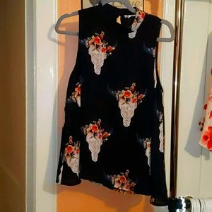 Peach Love Sleeveless Top FlowerSkull